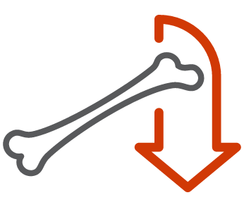 Bone and down arrow